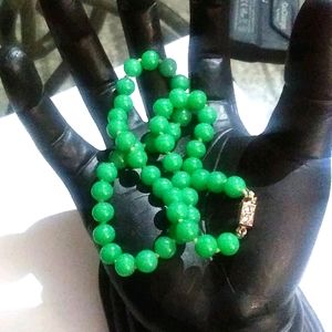 Vintage Gold Jade Necklace.
